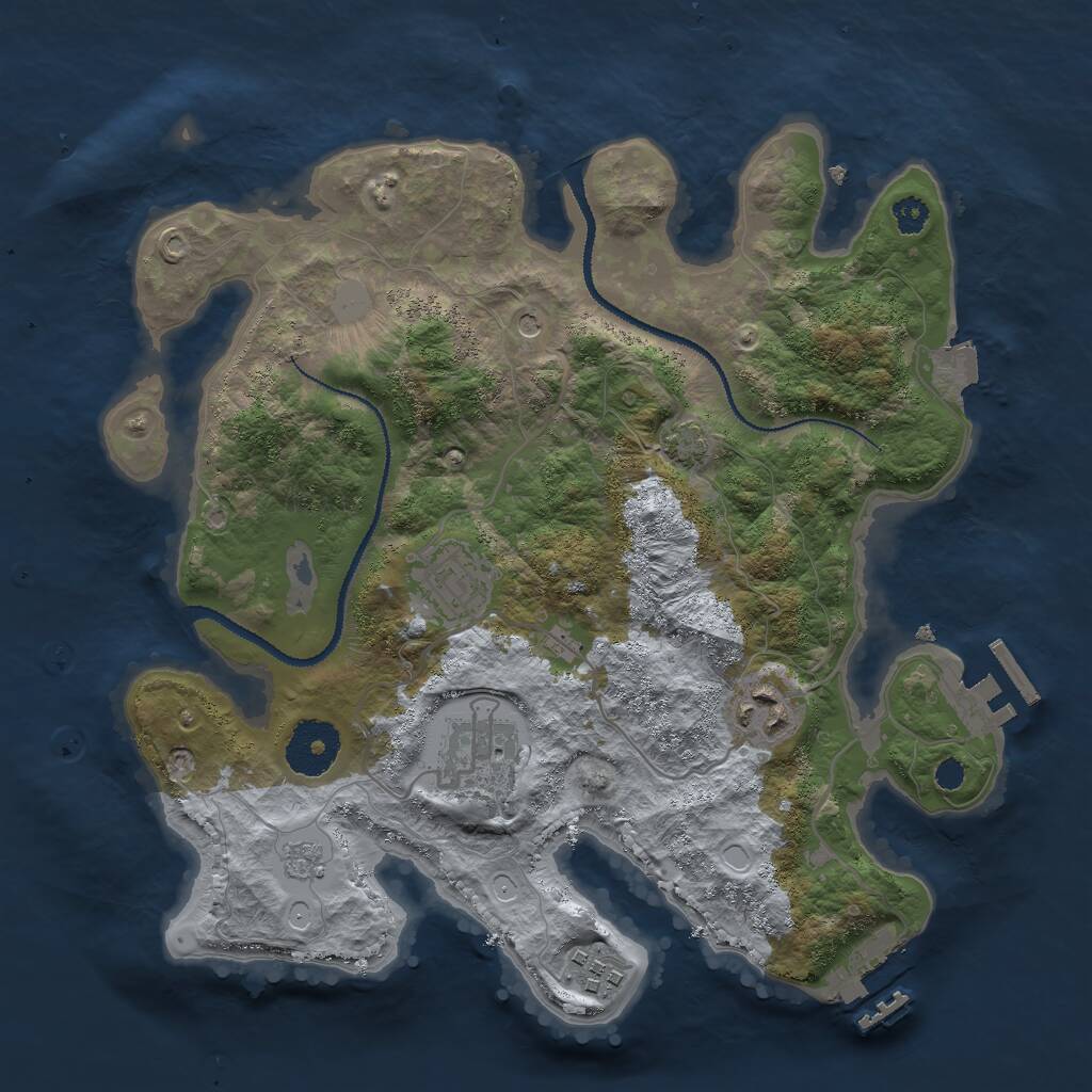 Rust Map: Procedural Map, Size: 3000, Seed: 16662, 10 Monuments