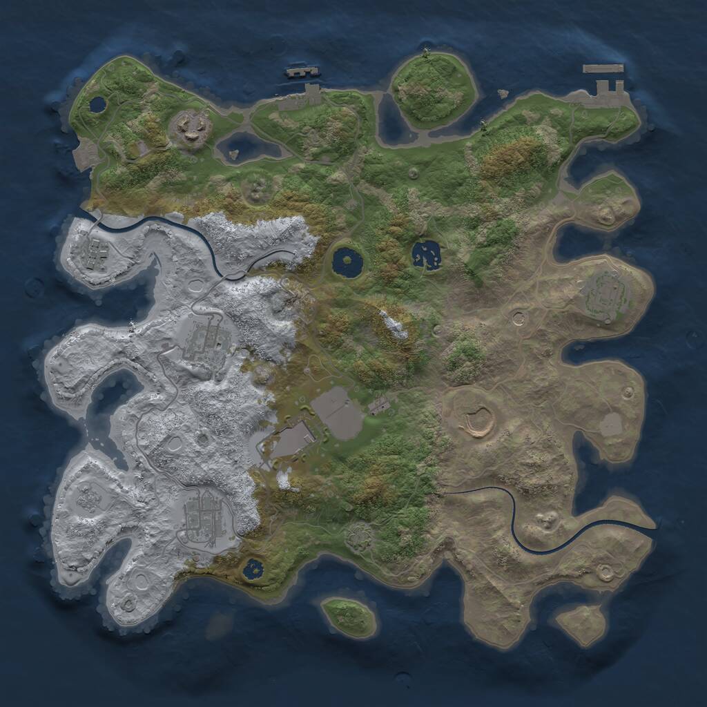 Rust Map: Procedural Map, Size: 3500, Seed: 45646, 14 Monuments