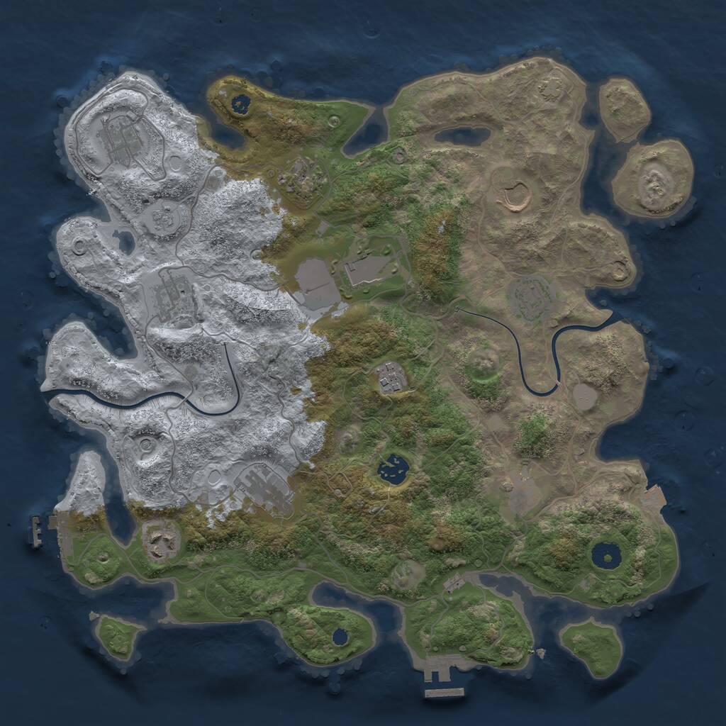 Rust Map: Procedural Map, Size: 3750, Seed: 442422347, 17 Monuments