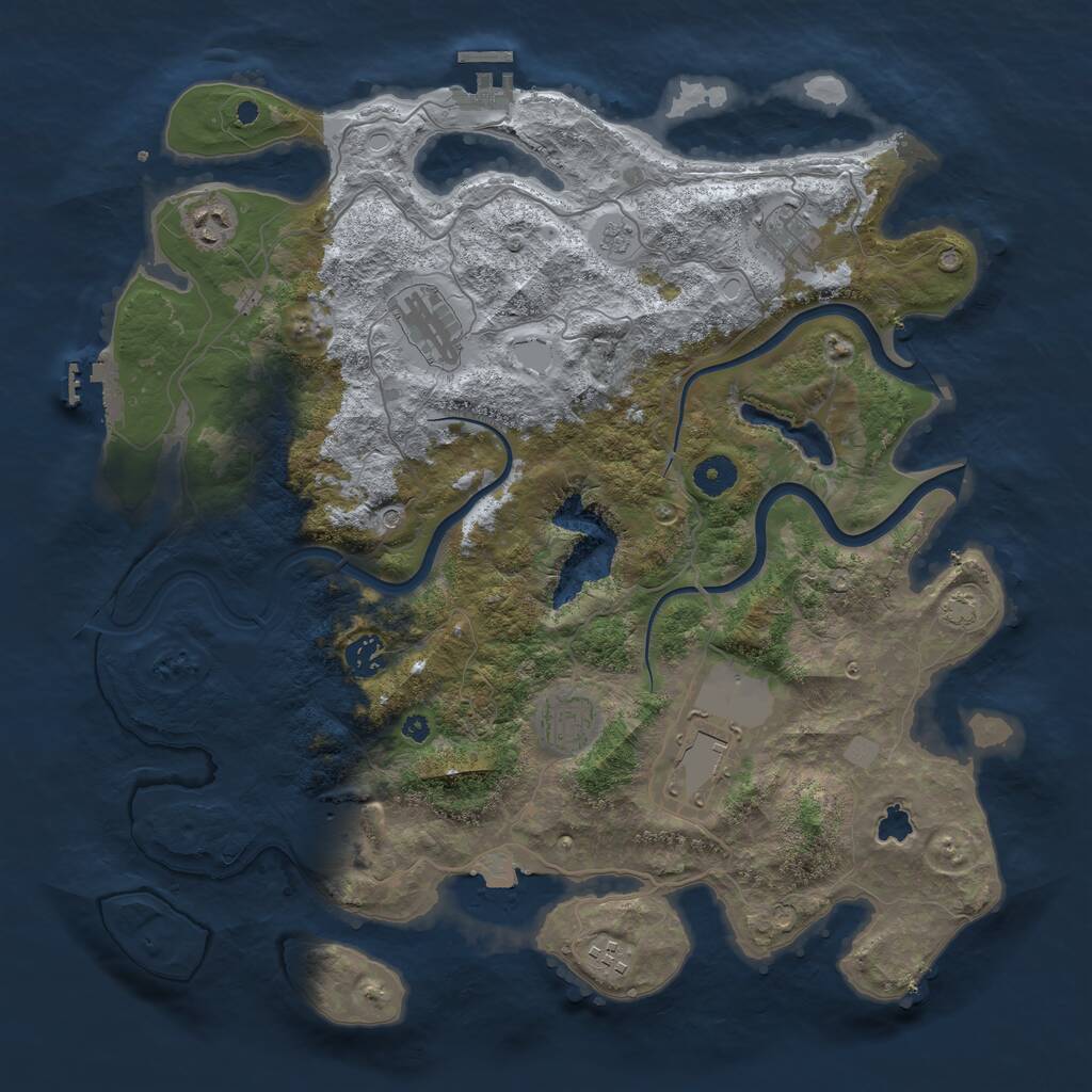 Rust Map: Procedural Map, Size: 4000, Seed: 971660270, 14 Monuments