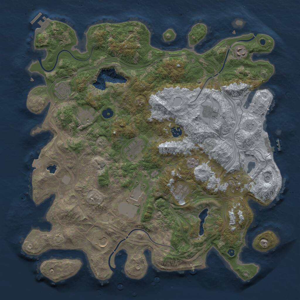 Rust Map: Procedural Map, Size: 4250, Seed: 1936891015, 17 Monuments