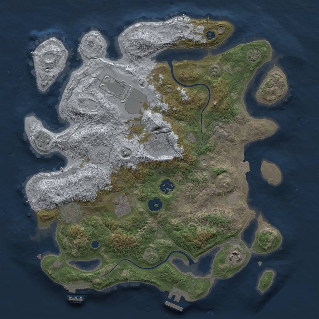 Rust Map: Procedural Map, Size: 3500, Seed: 90596257, 13 Monuments