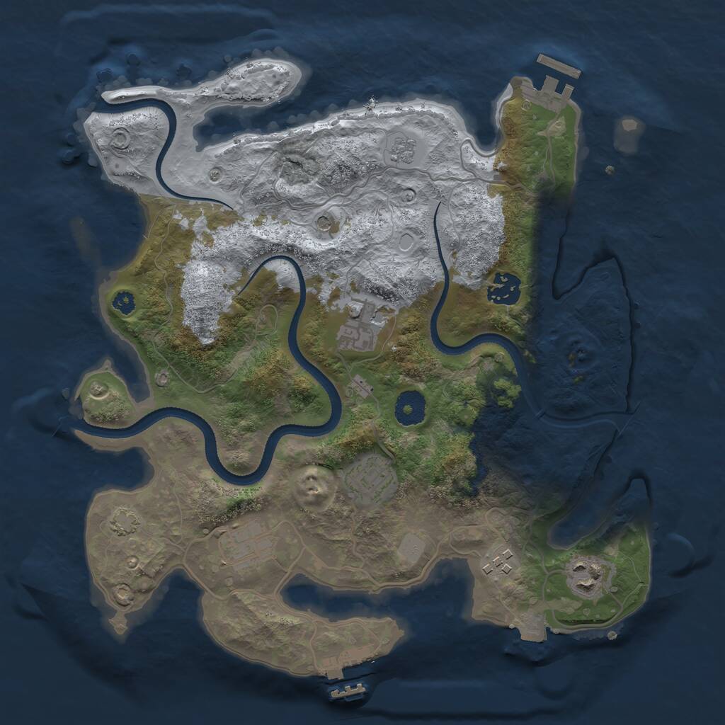 Rust Map: Procedural Map, Size: 3250, Seed: 66965637, 12 Monuments