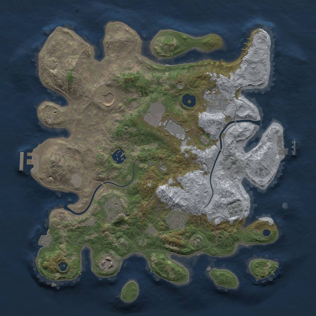 Rust Map: Procedural Map, Size: 3500, Seed: 935514795, 14 Monuments