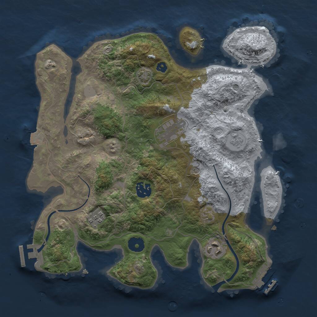 Rust Map: Procedural Map, Size: 3000, Seed: 1947240840, 10 Monuments