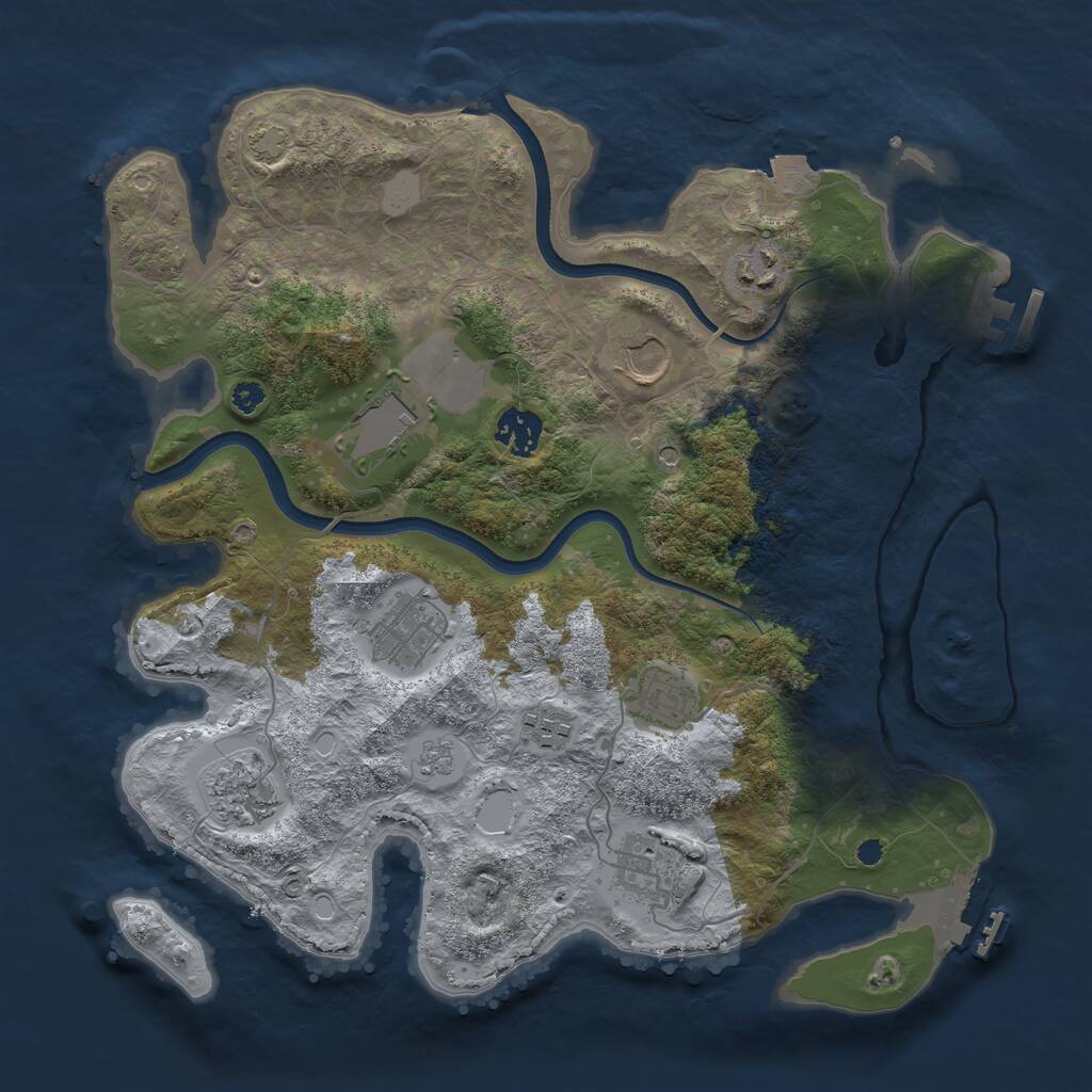 Rust Map: Procedural Map, Size: 3500, Seed: 73249609, 15 Monuments