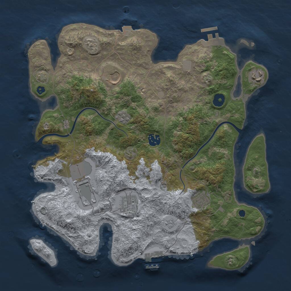 Rust Map: Procedural Map, Size: 3500, Seed: 73249609, 13 Monuments