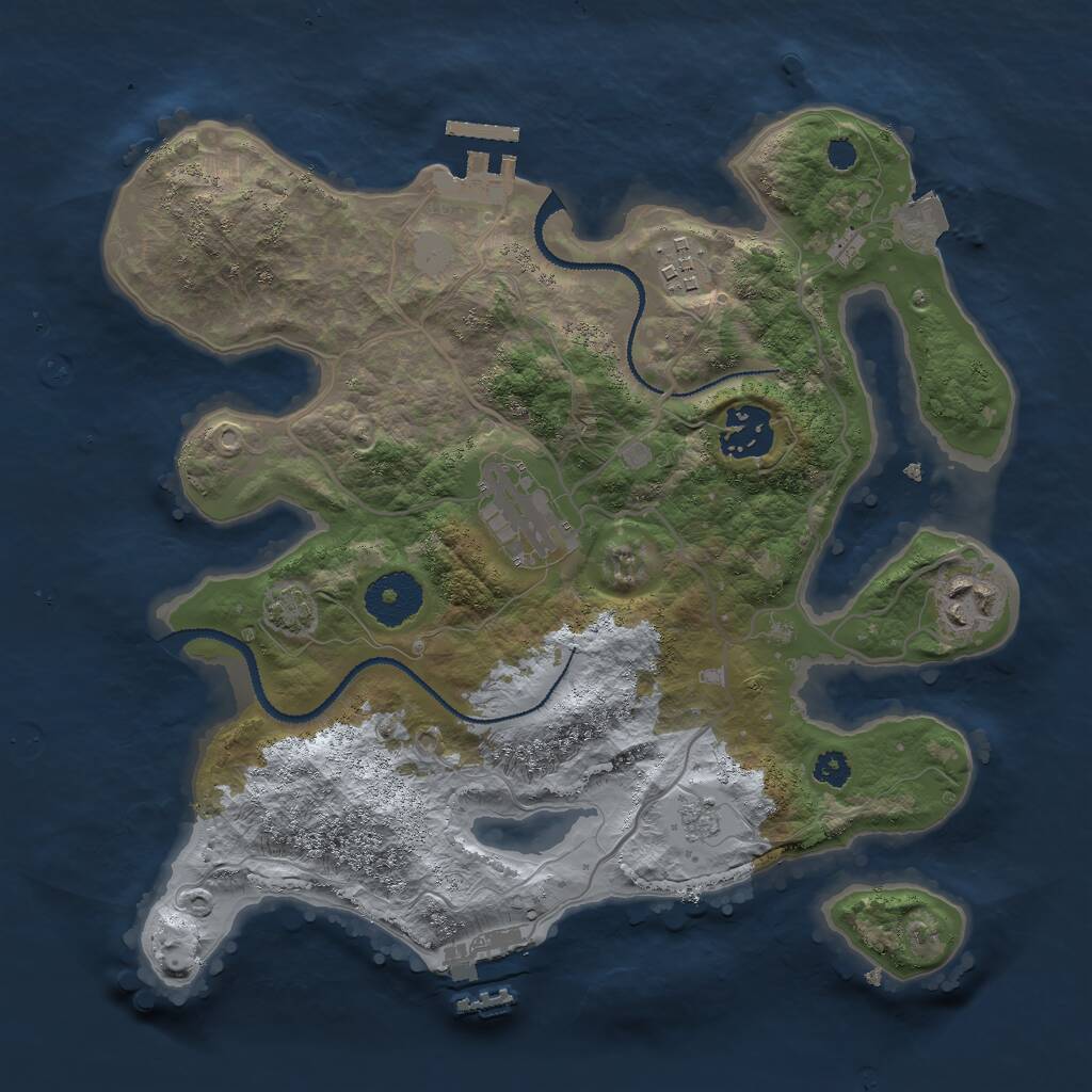 Rust Map: Procedural Map, Size: 3000, Seed: 32335, 9 Monuments