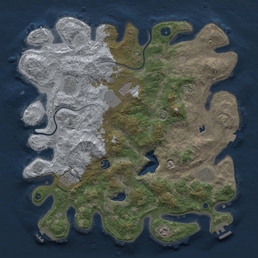 Rust Map: Procedural Map, Size: 4000, Seed: 1258900, 14 Monuments