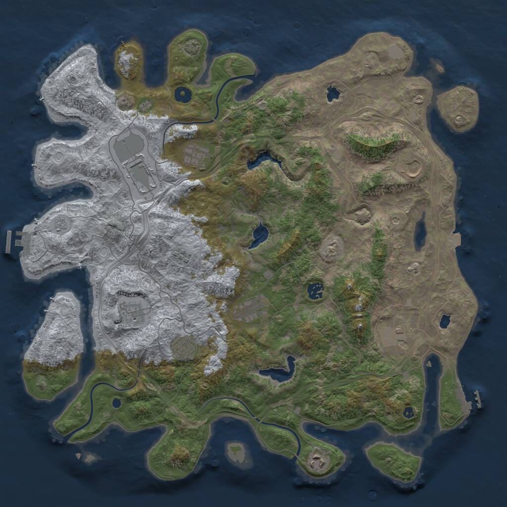 Rust Map: Procedural Map, Size: 4500, Seed: 921758165, 16 Monuments