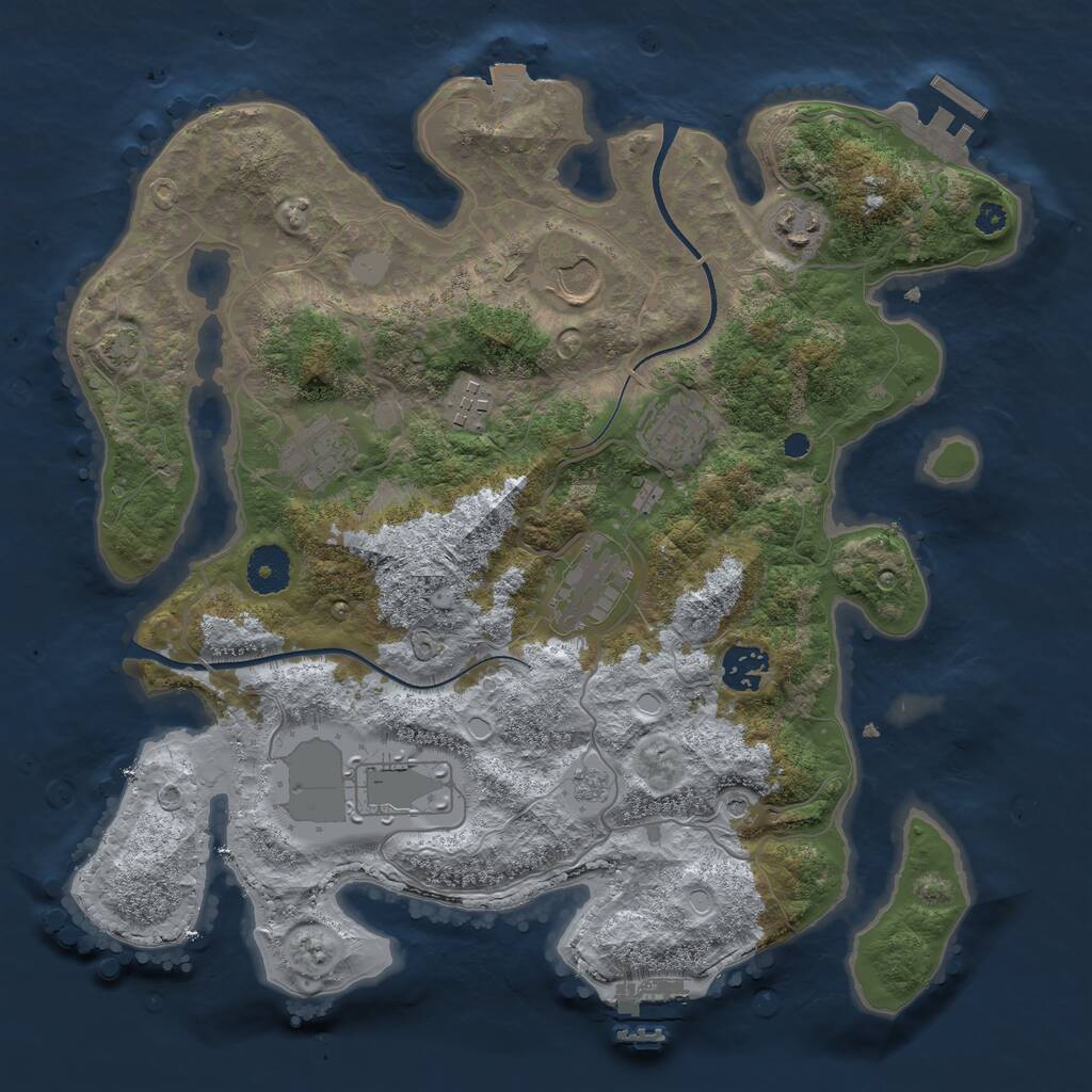 Rust Map: Procedural Map, Size: 3500, Seed: 118621732, 14 Monuments