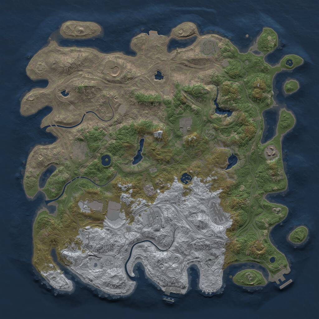 Rust Map: Procedural Map, Size: 4500, Seed: 51231523, 17 Monuments