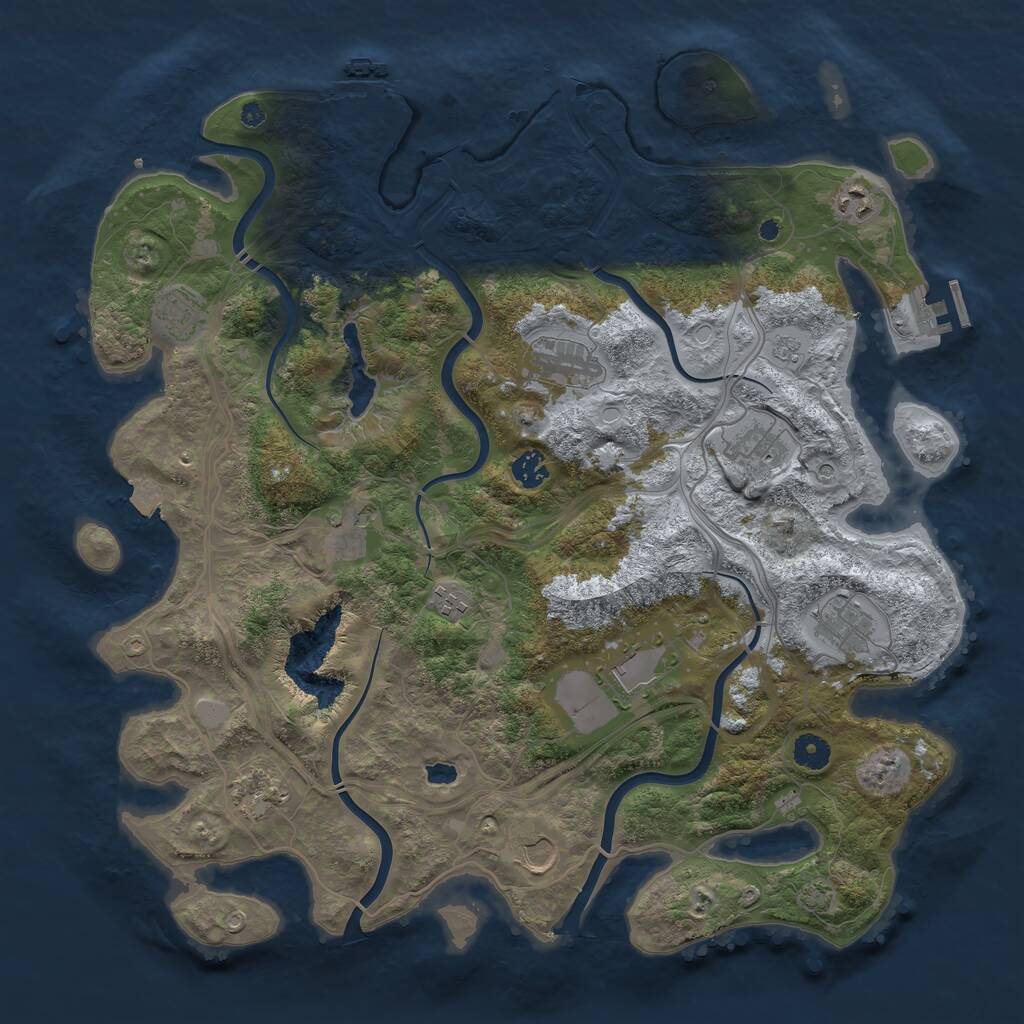 Rust Map: Procedural Map, Size: 4250, Seed: 2036682943, 17 Monuments