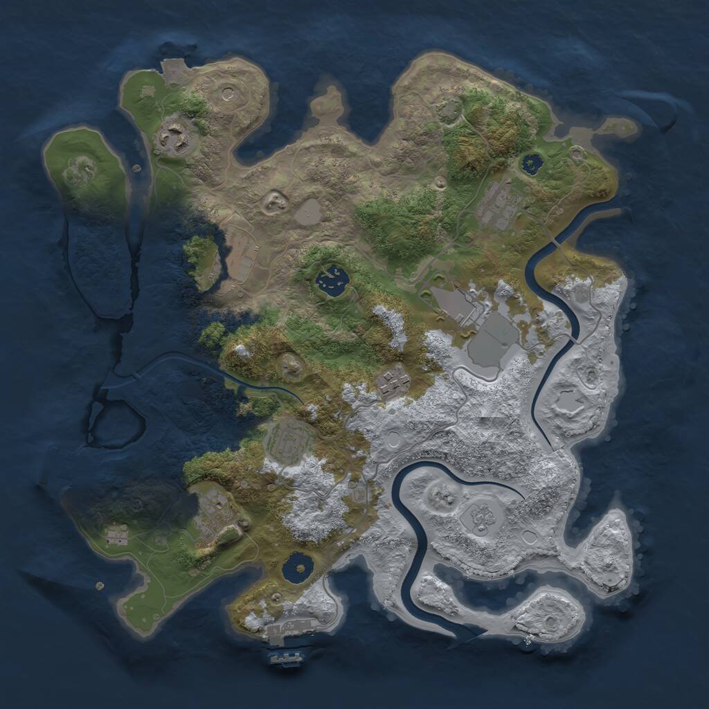 Rust Map: Procedural Map, Size: 3500, Seed: 1610345335, 14 Monuments