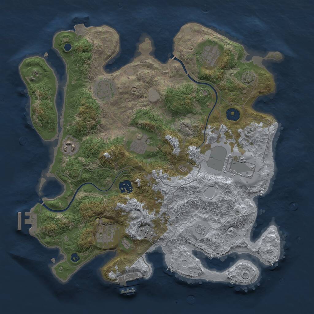 Rust Map: Procedural Map, Size: 3500, Seed: 1610345335, 14 Monuments