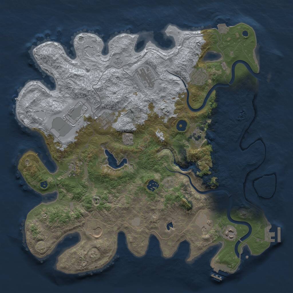 Rust Map: Procedural Map, Size: 4000, Seed: 518893336, 17 Monuments