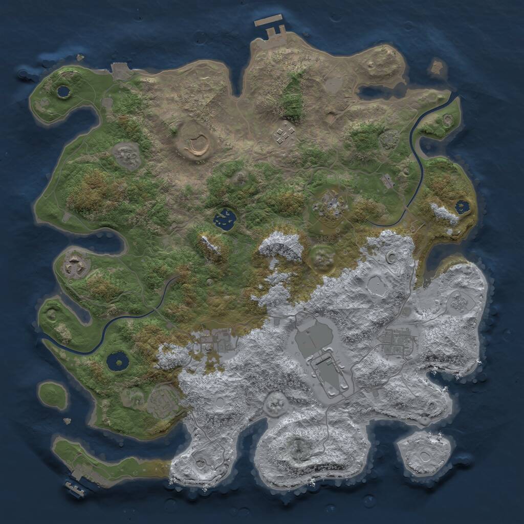 Rust Map: Procedural Map, Size: 3750, Seed: 985021105, 15 Monuments