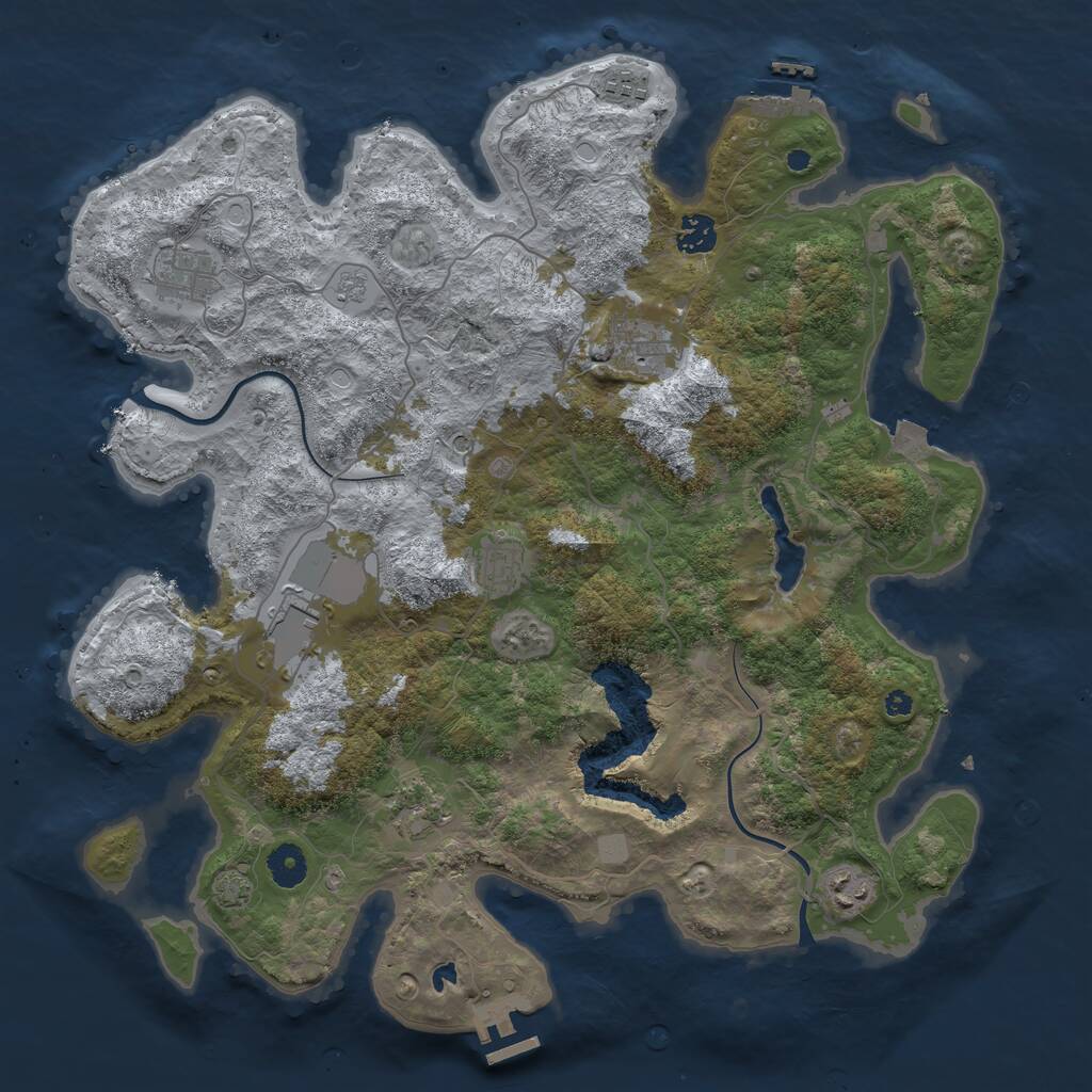 Rust Map: Procedural Map, Size: 4000, Seed: 979128860, 14 Monuments