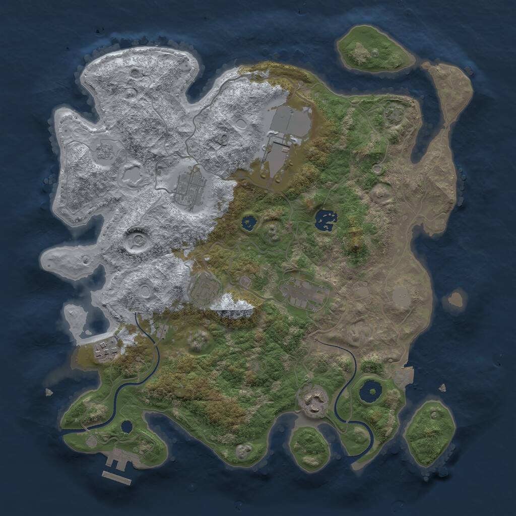 Rust Map: Procedural Map, Size: 3500, Seed: 122710506, 12 Monuments