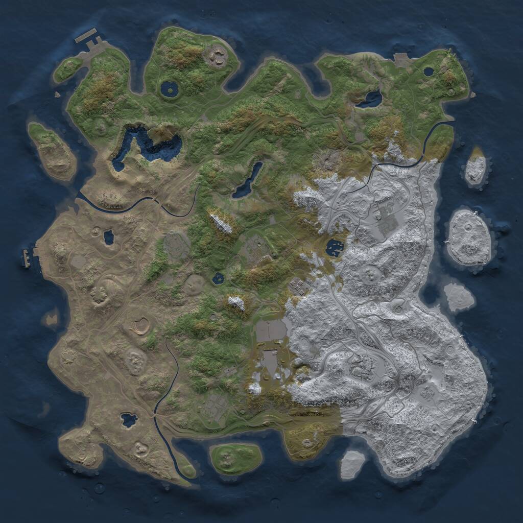 Rust Map: Procedural Map, Size: 4500, Seed: 3088269, 16 Monuments
