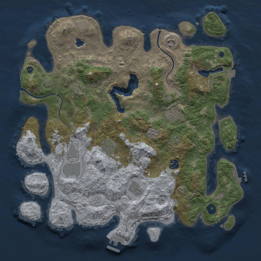 Rust Map: Procedural Map, Size: 4000, Seed: 1695603459, 14 Monuments