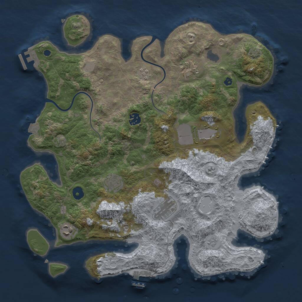 Rust Map: Procedural Map, Size: 3750, Seed: 347167572, 13 Monuments