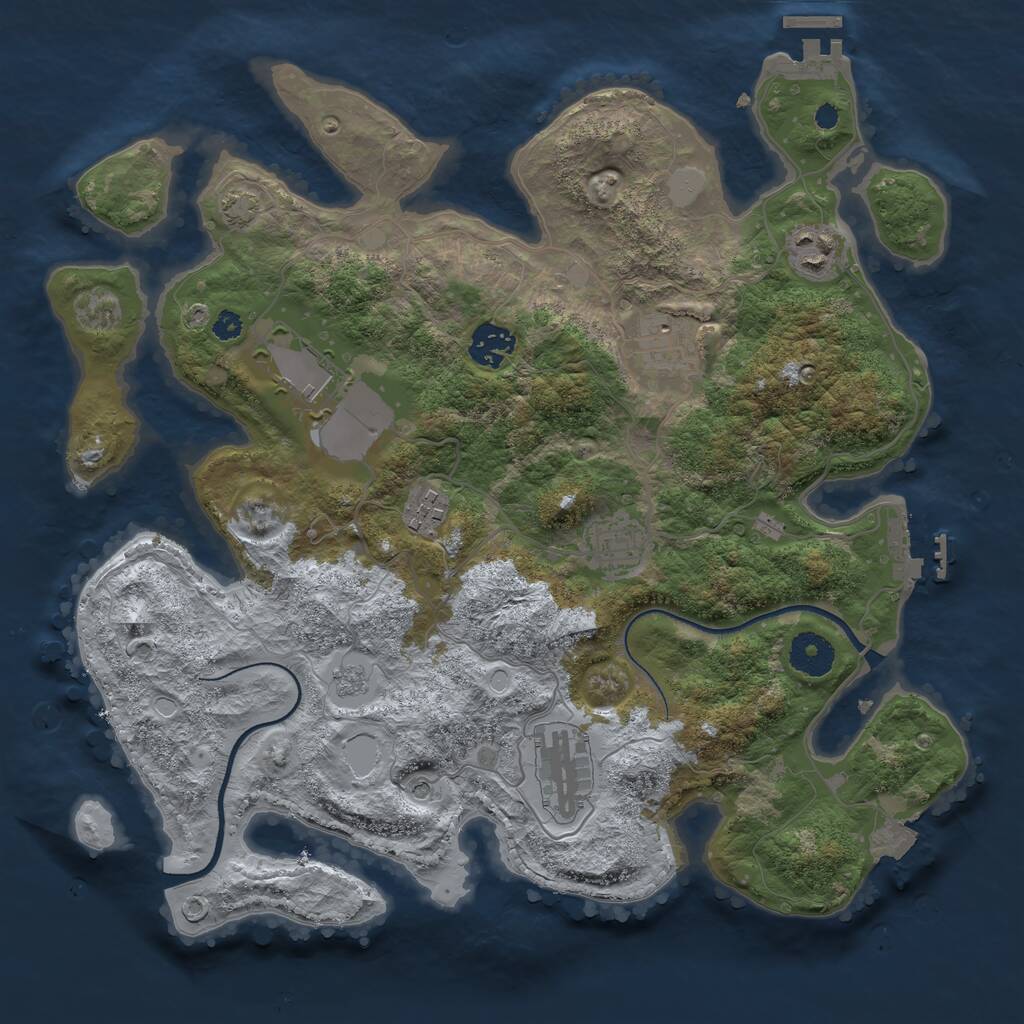 Rust Map: Procedural Map, Size: 3500, Seed: 971458018, 13 Monuments