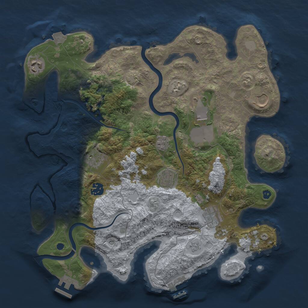 Rust Map: Procedural Map, Size: 3500, Seed: 1412706356, 14 Monuments