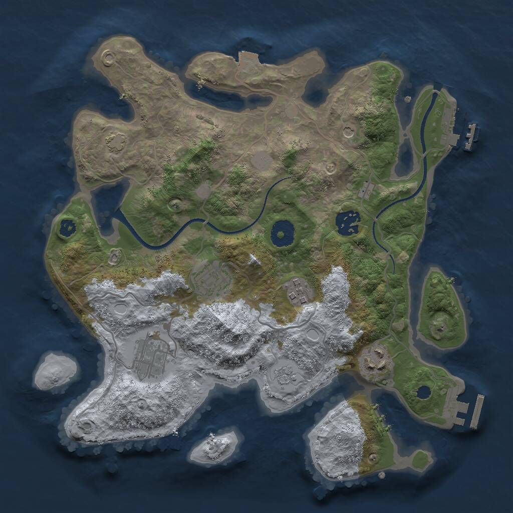 Rust Map: Procedural Map, Size: 3000, Seed: 84856238, 11 Monuments