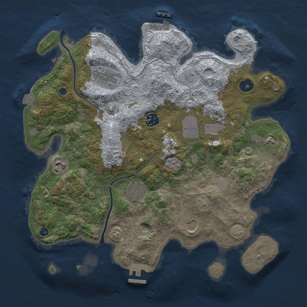 Rust Map: Procedural Map, Size: 3500, Seed: 23895555, 13 Monuments