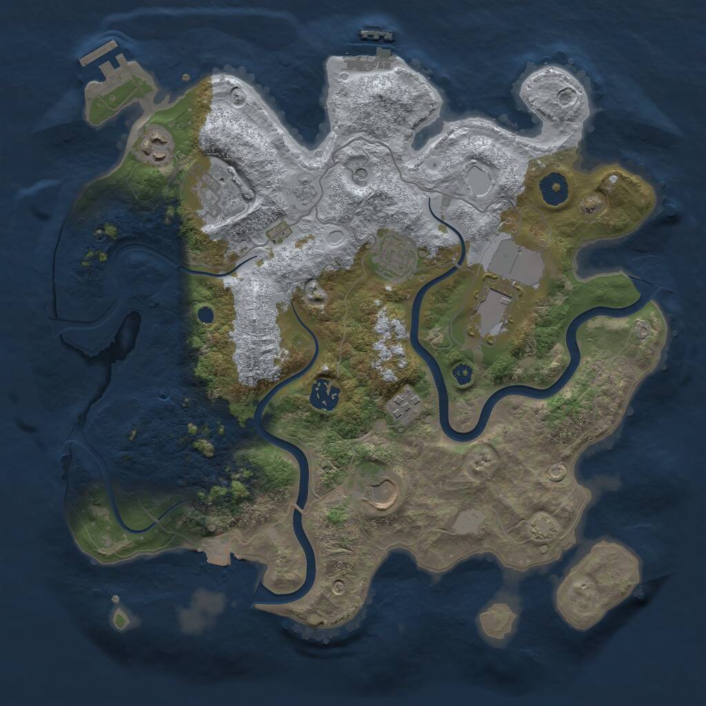 Rust Map: Procedural Map, Size: 3500, Seed: 23895555, 13 Monuments