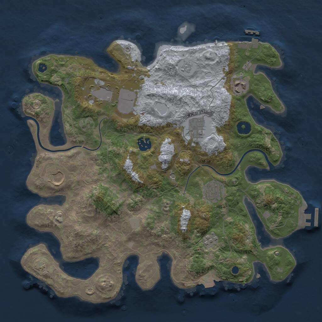 Rust Map: Procedural Map, Size: 3500, Seed: 132145, 13 Monuments