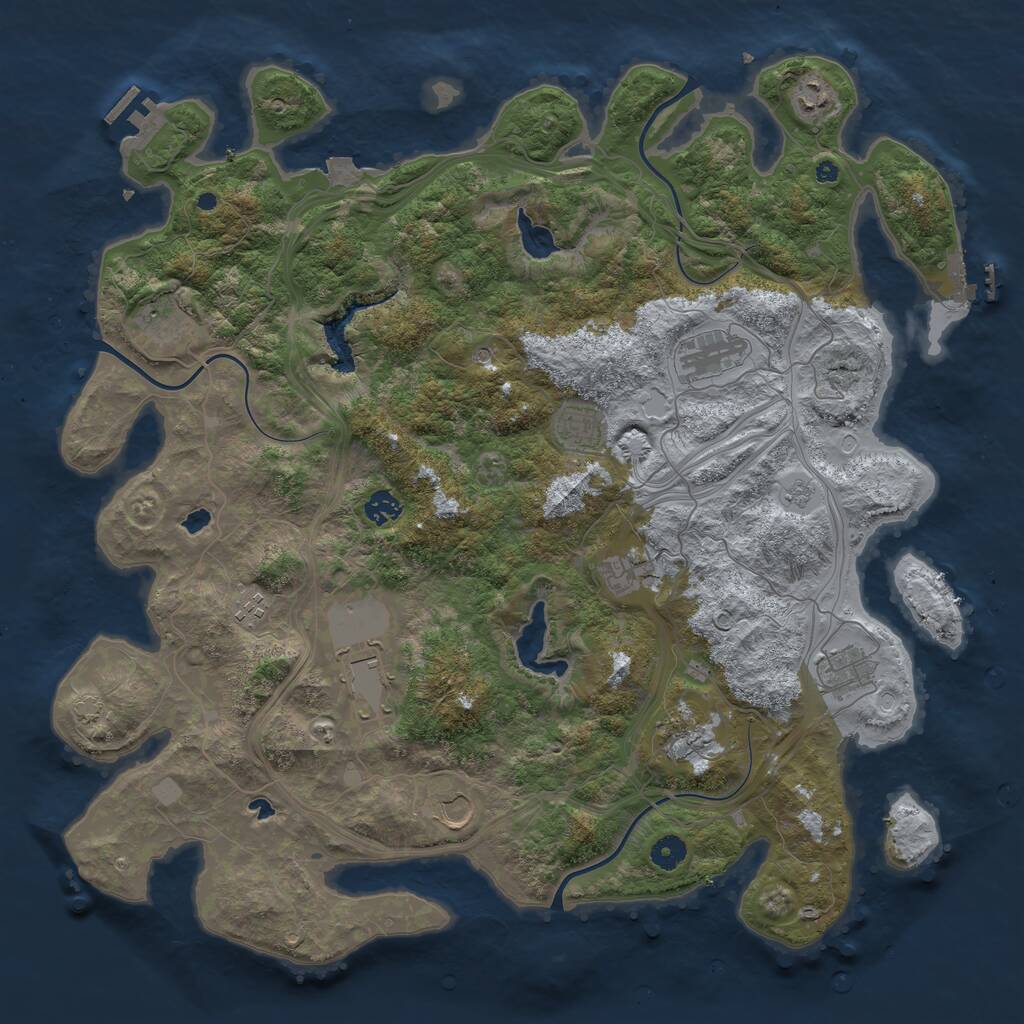 Rust Map: Procedural Map, Size: 4500, Seed: 2077029256, 17 Monuments