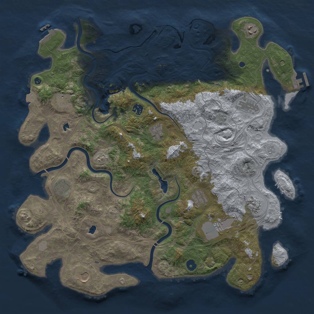 Rust Map: Procedural Map, Size: 4500, Seed: 2077029256, 17 Monuments