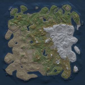 Thumbnail Rust Map: Procedural Map, Size: 4500, Seed: 2077029256, 17 Monuments