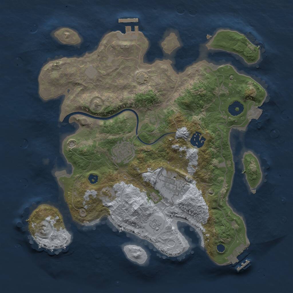 Rust Map: Procedural Map, Size: 3000, Seed: 1219216740, 8 Monuments