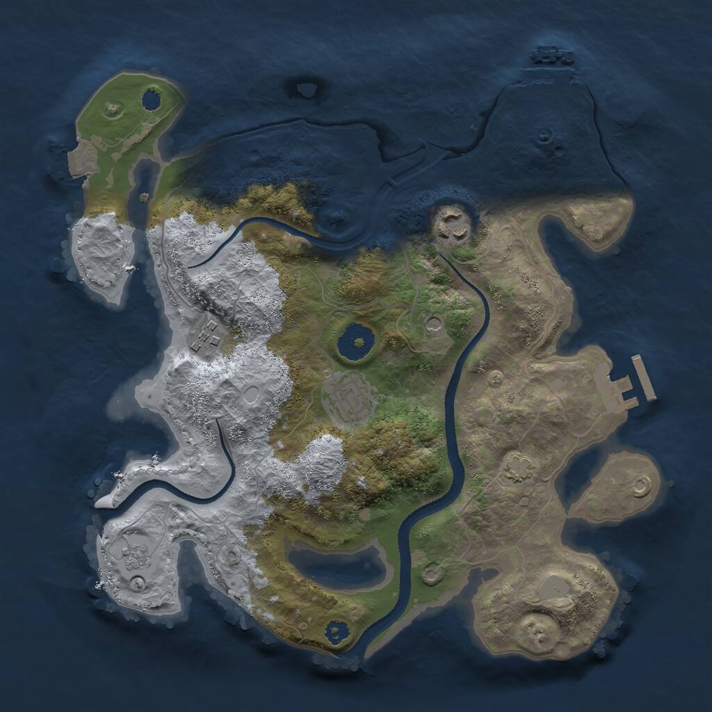 Rust Map: Procedural Map, Size: 3000, Seed: 81341, 9 Monuments