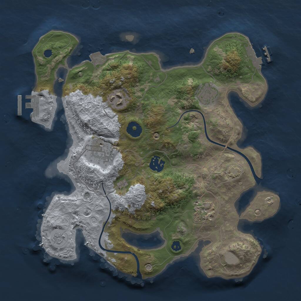 Rust Map: Procedural Map, Size: 3000, Seed: 81341, 10 Monuments