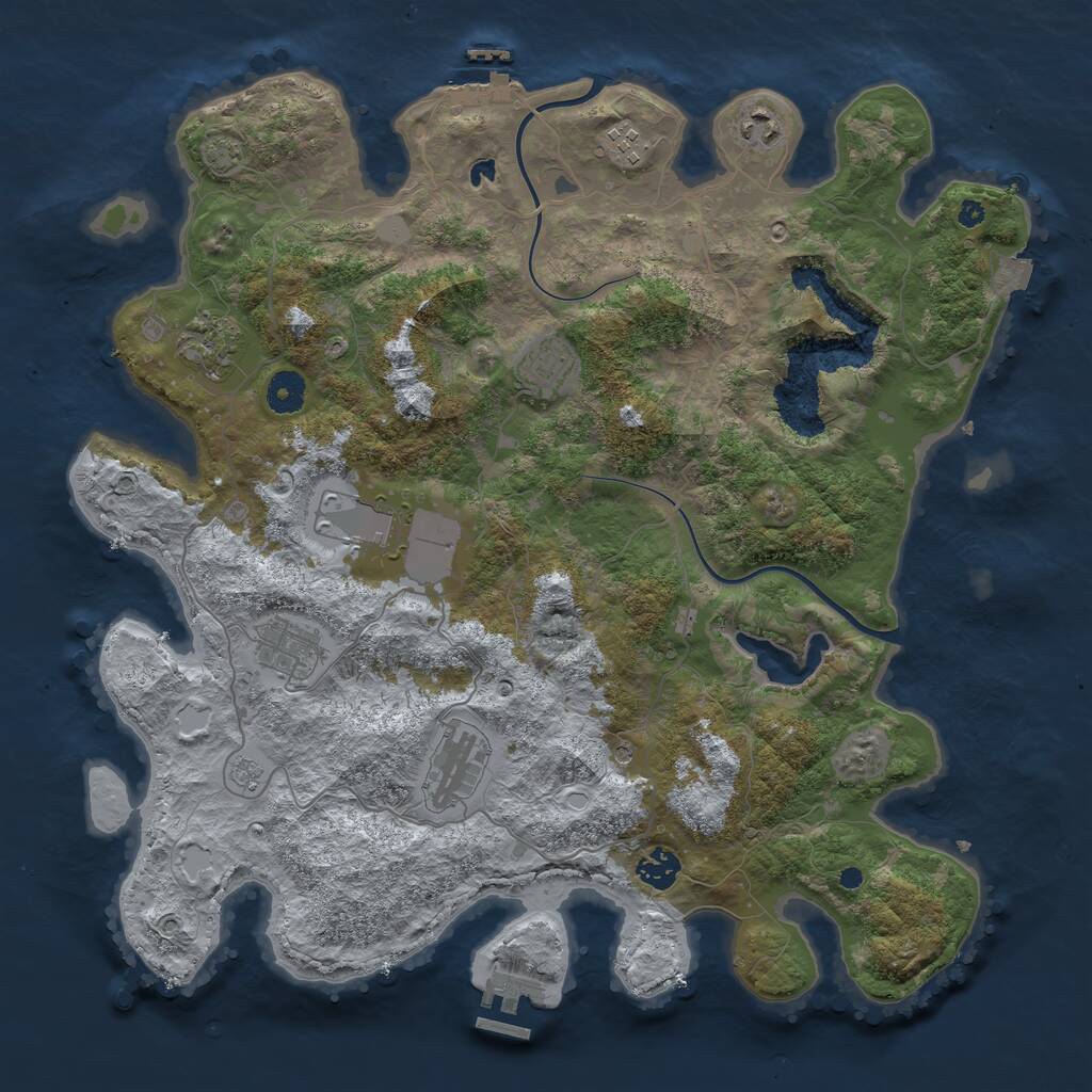 Rust Map: Procedural Map, Size: 4000, Seed: 1024479770, 14 Monuments