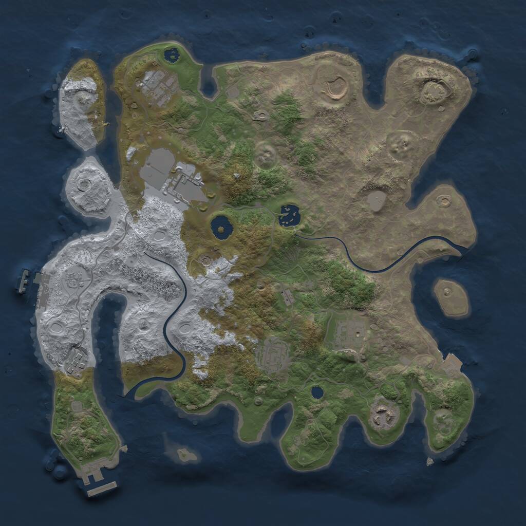 Rust Map: Procedural Map, Size: 3500, Seed: 53738, 14 Monuments