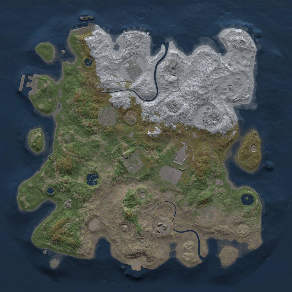 Rust Map: Procedural Map, Size: 3600, Seed: 21355, 15 Monuments