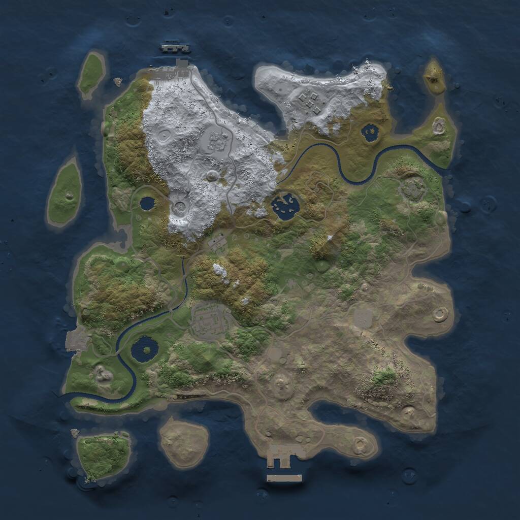 Rust Map: Procedural Map, Size: 3000, Seed: 28764, 9 Monuments