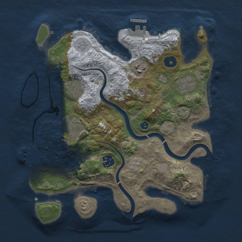 Rust Map: Procedural Map, Size: 3000, Seed: 28764, 12 Monuments