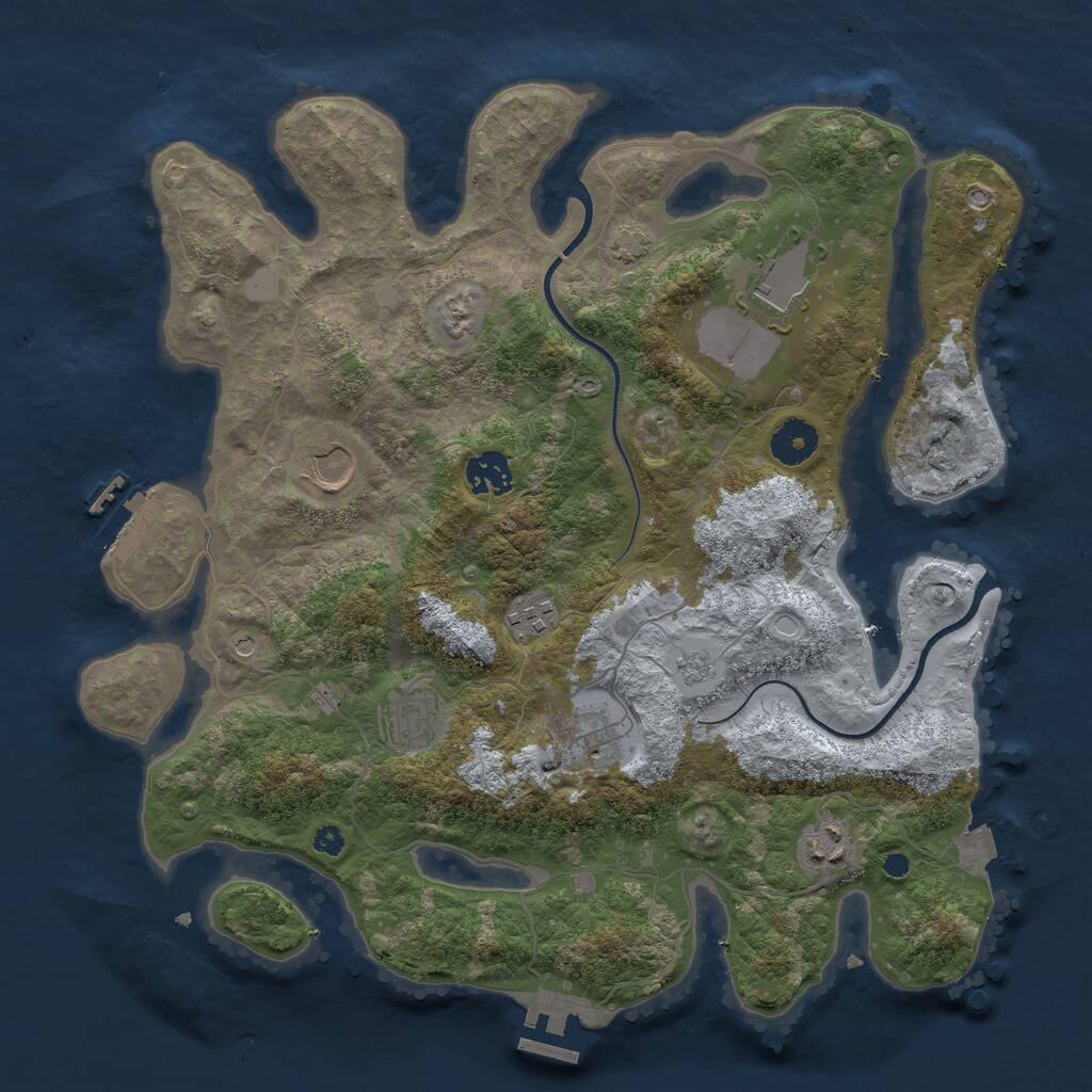 Rust Map: Procedural Map, Size: 3600, Seed: 111684351, 13 Monuments