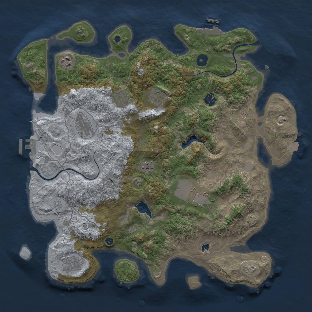 Rust Map: Procedural Map, Size: 4000, Seed: 1057323392, 14 Monuments