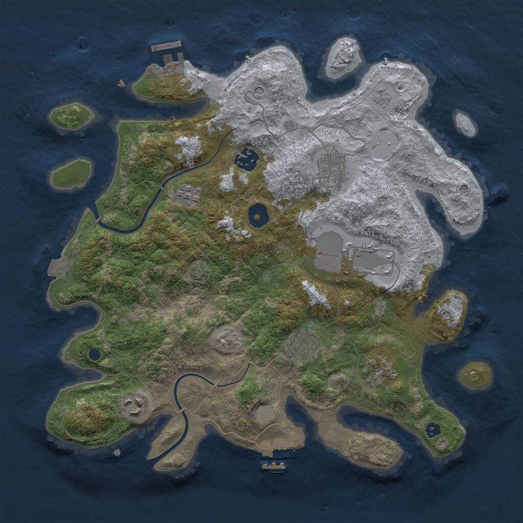 Rust Map: Procedural Map, Size: 3500, Seed: 668, 13 Monuments