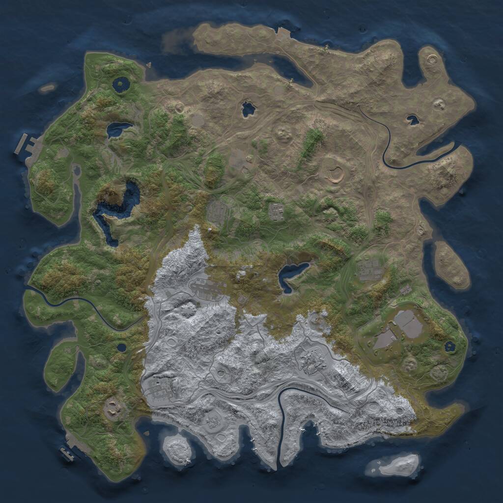 Rust Map: Procedural Map, Size: 4600, Seed: 42069694, 16 Monuments
