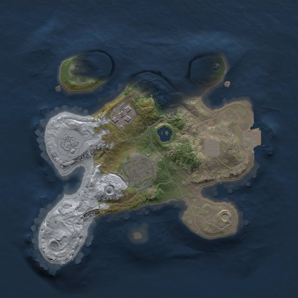 Rust Map: Procedural Map, Size: 2000, Seed: 1160270406, 4 Monuments