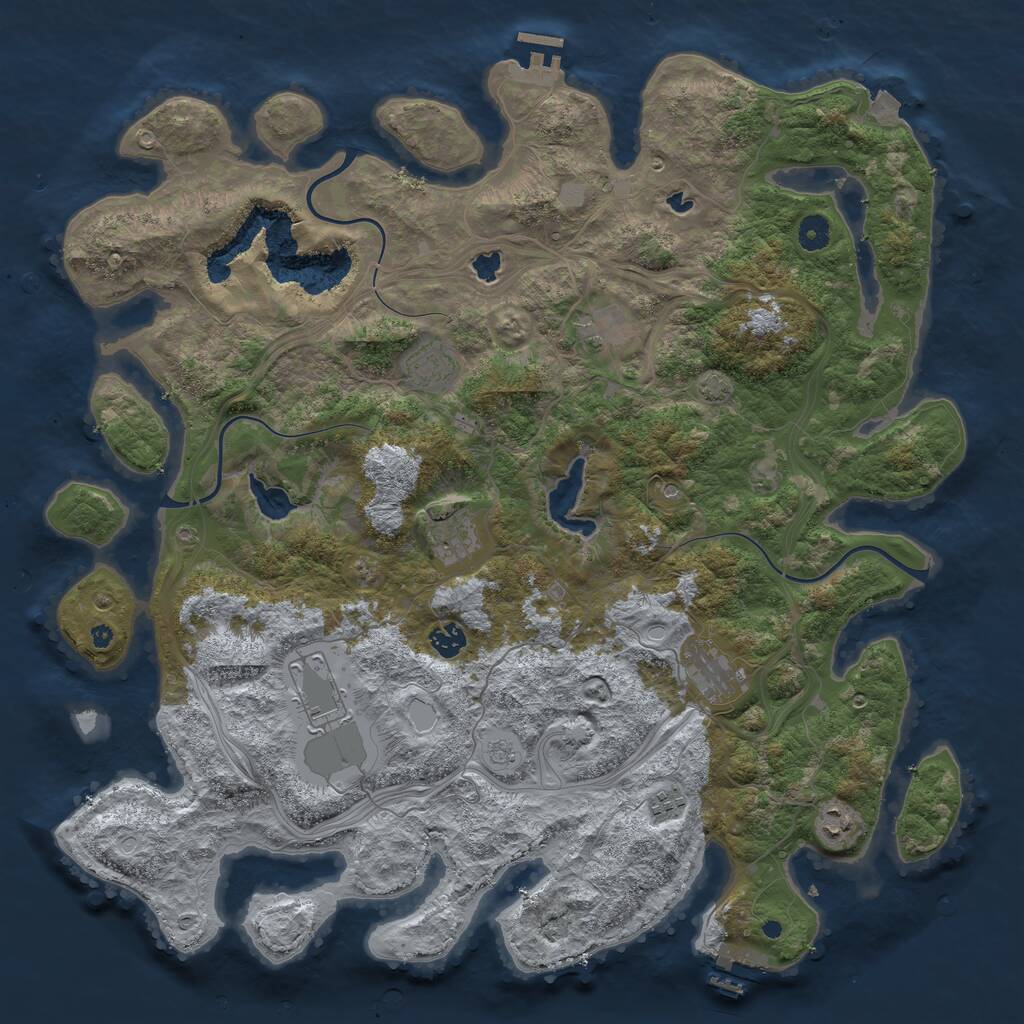 Rust Map: Procedural Map, Size: 4500, Seed: 1999215913, 14 Monuments