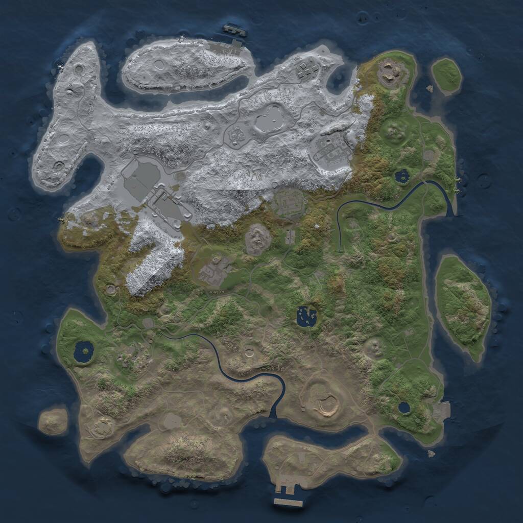 Rust Map: Procedural Map, Size: 3700, Seed: 1284504349, 15 Monuments